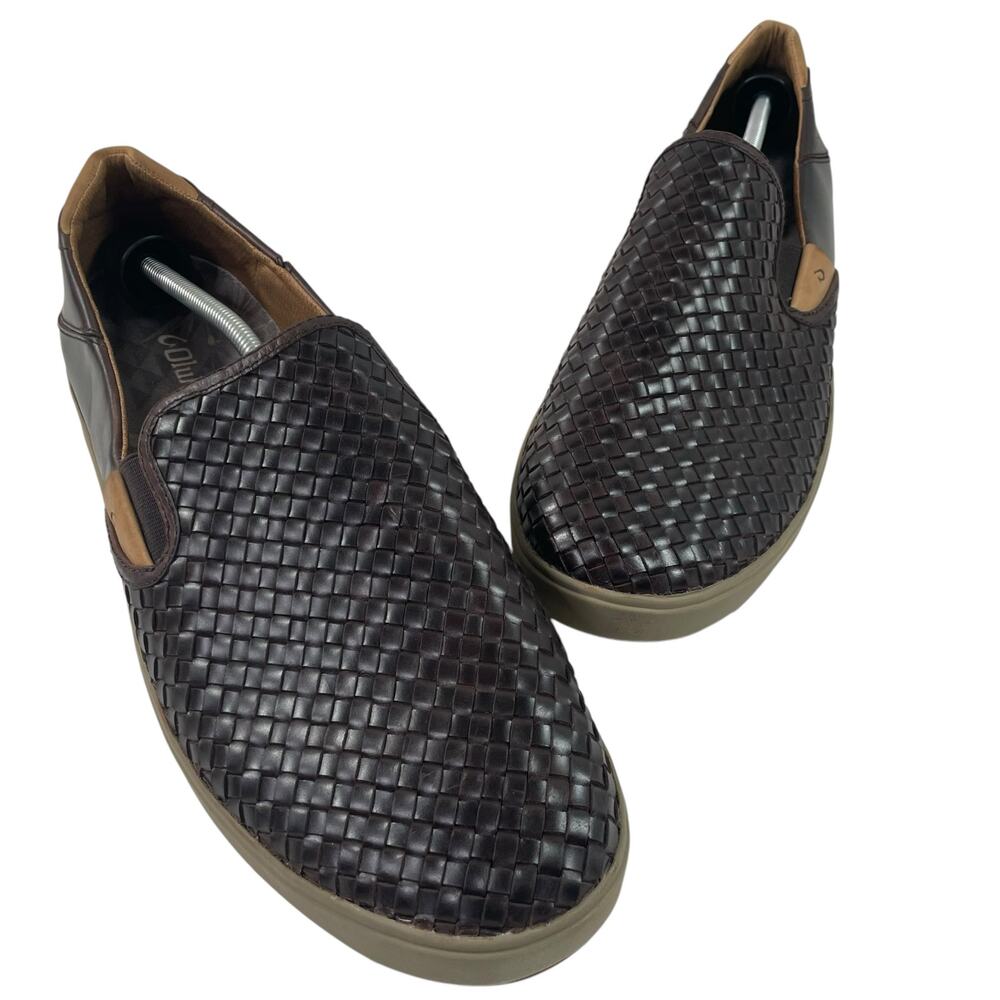 OluKai Lae'ahi Lauhala Mens Size 15 Brown Leather Woven Casual Slip On Shoes